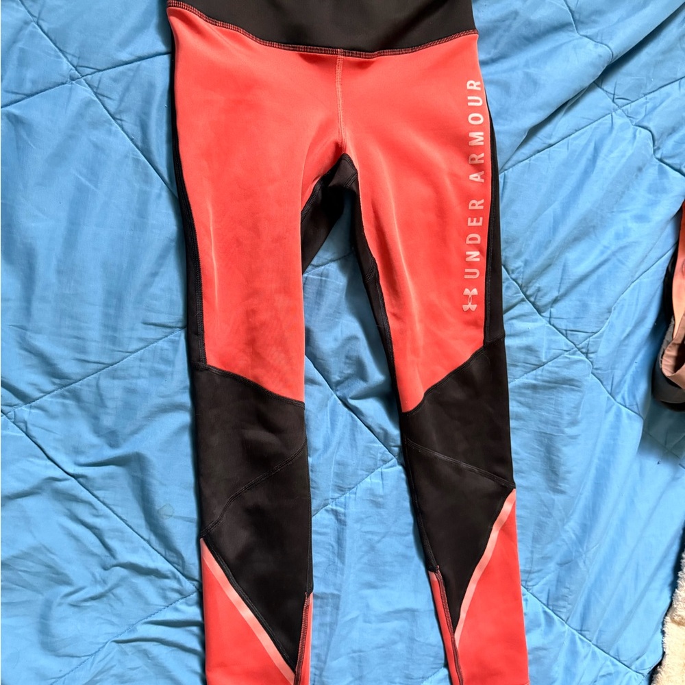 Under Armour Black and Red Compression Leggings